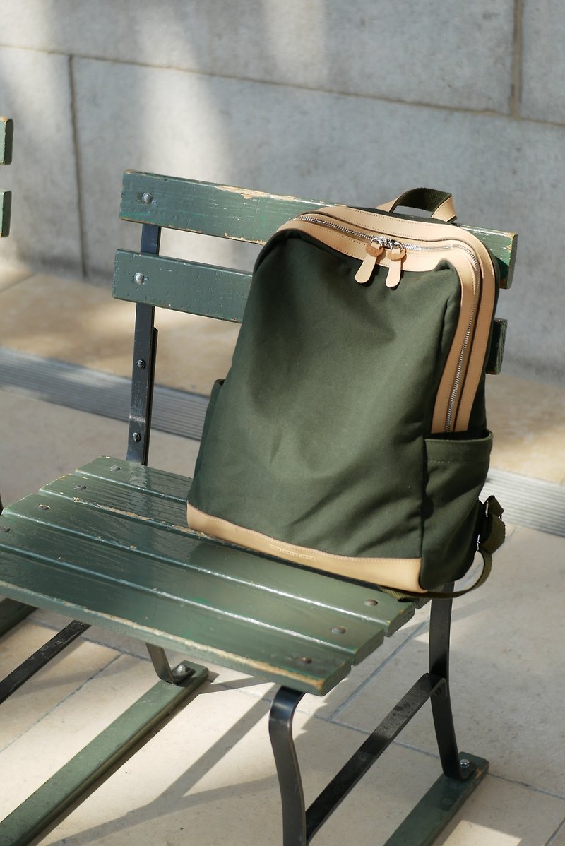 背包  Week n backpack - Olive green - 后背包/双肩包 - 棉．麻 绿色