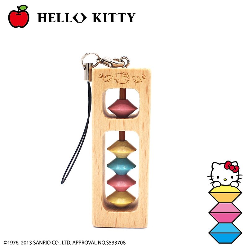 日本播州算盘 X Hello Kitty 原木算盘幸运吊饰 - 钥匙链/钥匙包 - 木头 粉红色