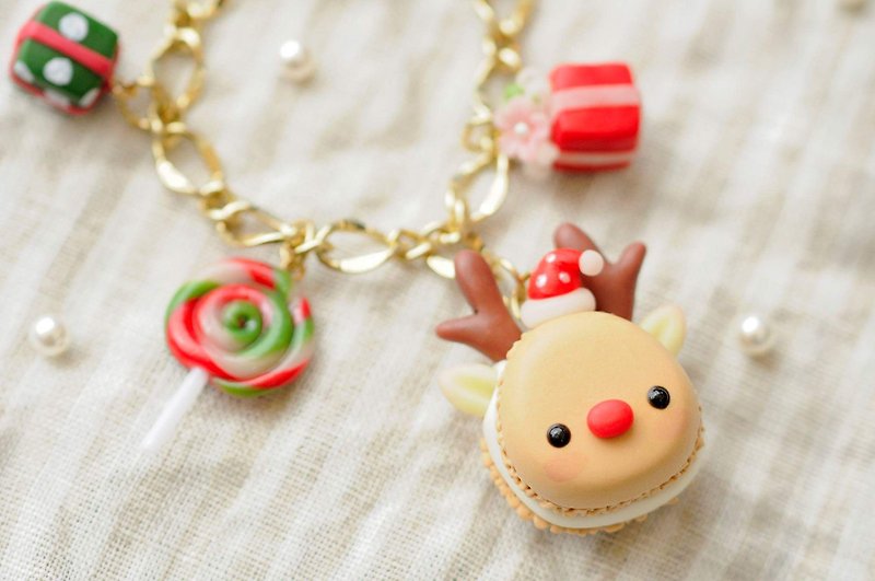 Sweet Dream☆圣诞☆小红帽麋鹿马卡龙/包包挂饰/交换礼物 - 钥匙链/钥匙包 - 粘土 红色