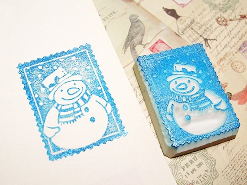 Apu手工章 可爱雪人邮票印章 圣诞适用 - 印章/印台 - 橡胶 