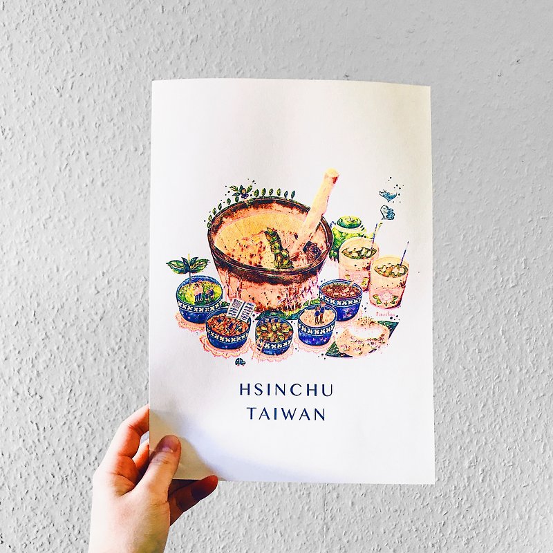 孔版印刷海报-在新竹喝午茶 - 海报/装饰画/版画 - 纸 粉红色