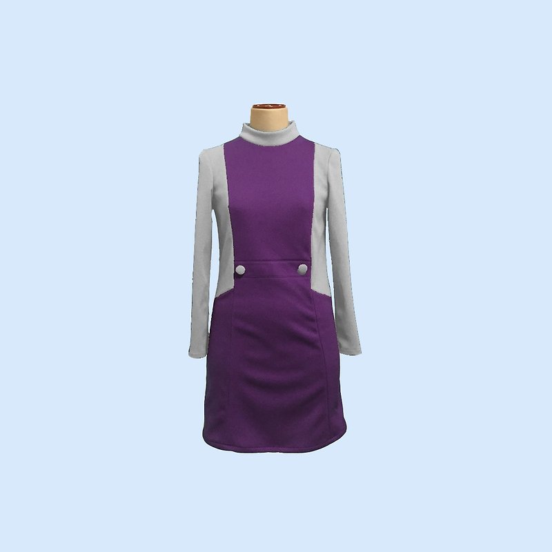retro one-piece dress glenn - 洋装/连衣裙 - 纸 紫色