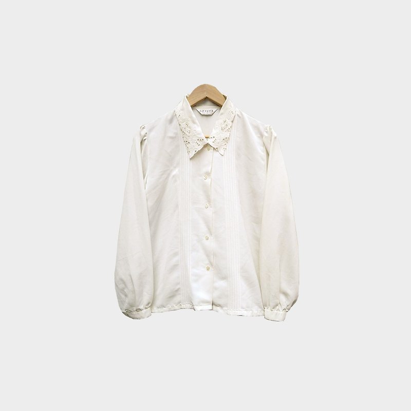 古着刺绣篓空领白衬衫 021 - 女装衬衫 - 聚酯纤维 白色