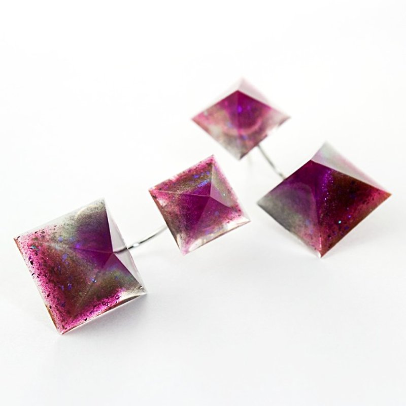 ピラミッドランタンピアス(パープルヘイズ) - 耳环/耳夹 - 其他材质 紫色