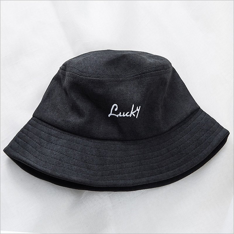 日本原宿简约白色字母渔夫帽 - 帽子 - 聚酯纤维 黑色