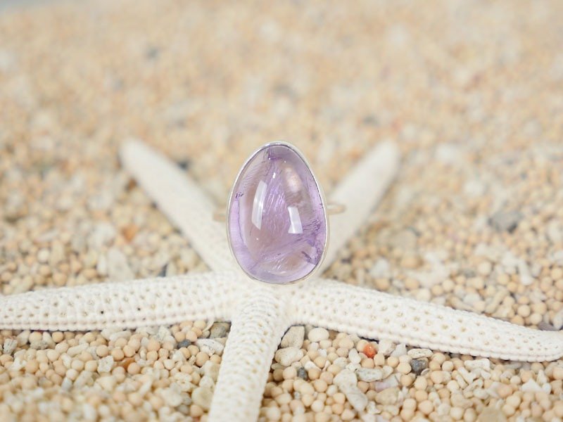 大きなアメジストのシルバーリング - 戒指 - 石头 紫色
