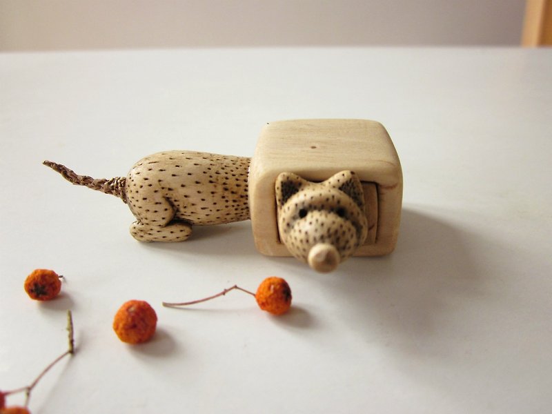 Rat miniature drawer, wood carving, wood box, jewelry box - 摆饰 - 木头 
