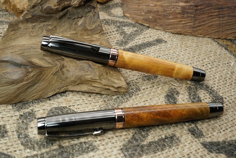 五度木作 钢珠笔(黄桧凤尾瘤) 手工木制钢笔(华山松) 木头笔 - 钢笔 - 木头 