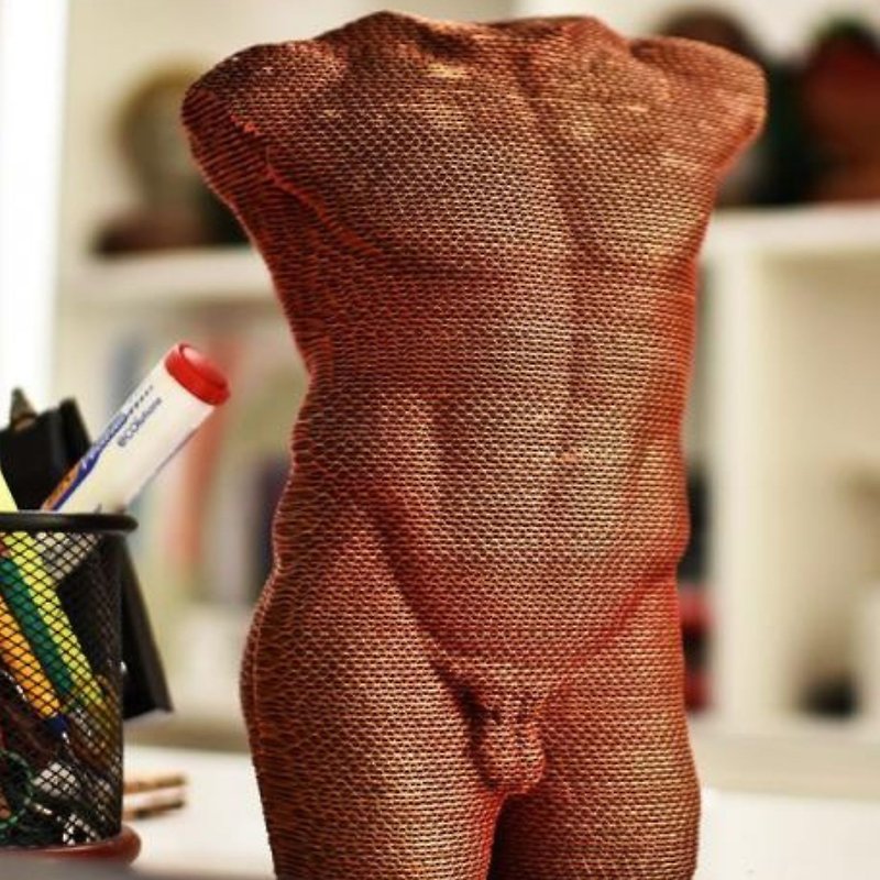 3D Man Torso UnPainted Male Cardboard Sculpture Figurine Papercraft Art Puzzles - 玩偶/公仔 - 纸 咖啡色