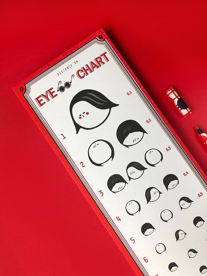 视力检查表-红  3D Face Eye Chart (RED) - 海报/装饰画/版画 - 纸 红色