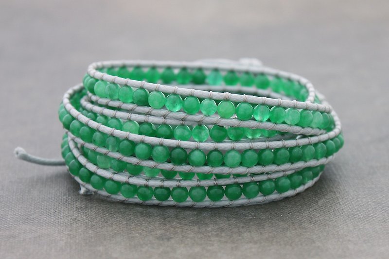 玉珠串珠手链编织串珠手链编织手链石头中性时髦5X包装5次包装 - 手链/手环 - 石头 绿色