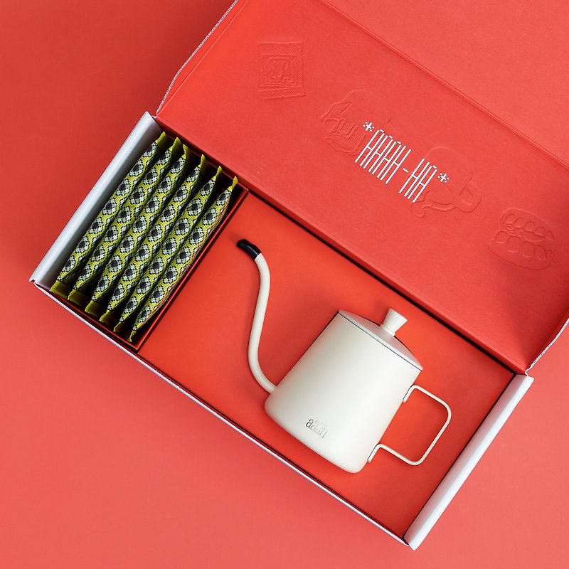 【aaah咖啡】小礼盒-1壶1咖啡 - 咖啡 - 新鲜食材 白色