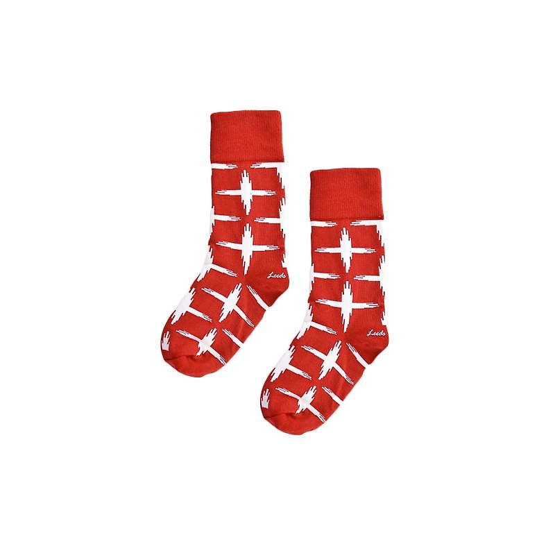 英伦风童袜 - Tramway 十字样式、复古简约、红色袜子 - 其他 - 棉．麻 红色