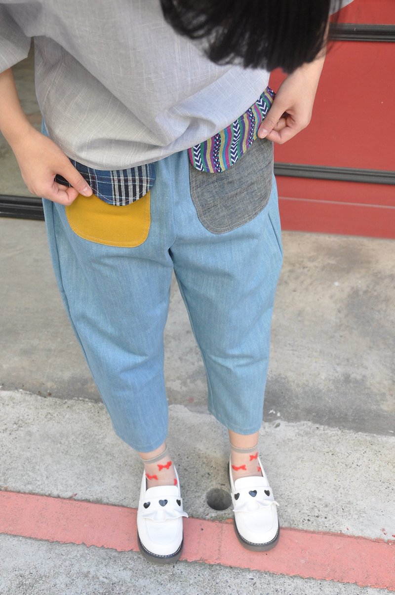 口袋牛仔裤 - 女装长裤 - 棉．麻 蓝色