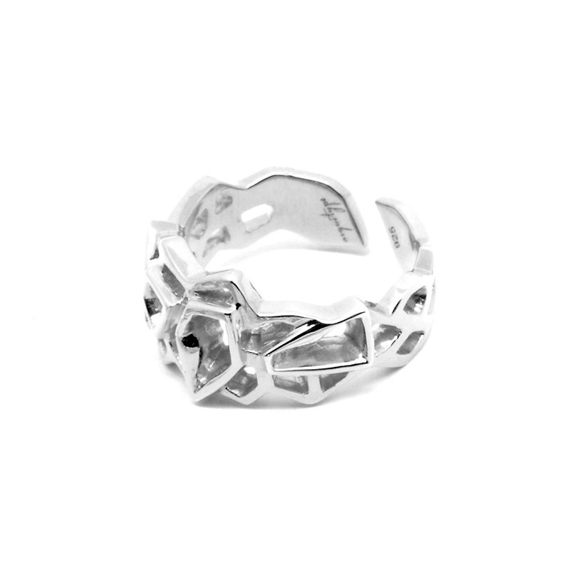 WIREFRAME Ring (S) / White Gold (Small) - 戒指 - 其他金属 银色
