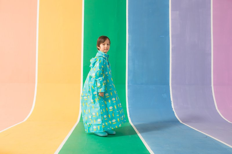 儿童顶峰背包款太空式雨衣-蓝色香蕉人 - 雨伞/雨衣 - 防水材质 多色