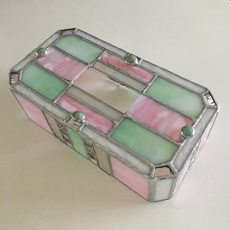 ティッシュボックスケース マスカットグリーン ピンク ガラス Bay View - 纸巾盒 - 玻璃 粉红色