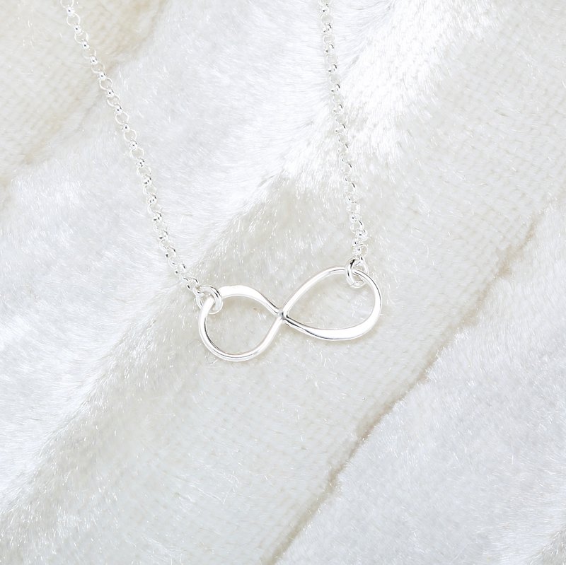 Love 爱 无限 Infinity s925 纯银 项链 生日 周年 情人节 礼物 - 锁骨链 - 纯银 银色