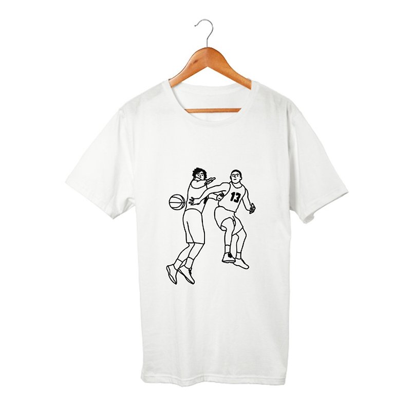 バスケ#2 Tシャツ - 男装上衣/T 恤 - 棉．麻 白色