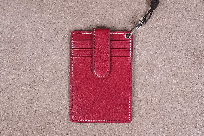 Italy leather slim necklace business card case / card holder (red) - 名片夹/名片盒 - 真皮 红色
