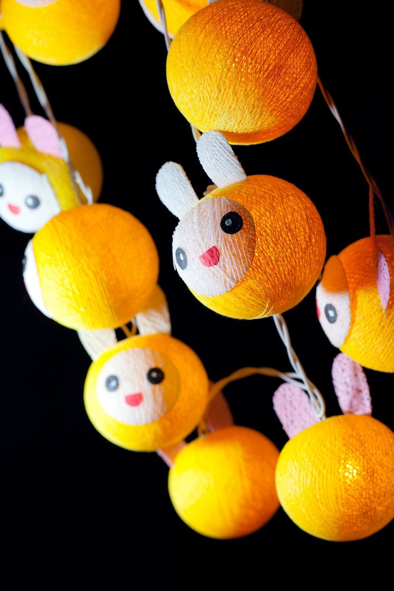 20 Cute Yellow Rabbit - Cotton Ball String Lights for Home Decoration,Party,Bedroom,Patio and Decoration - 灯具/灯饰 - 其他材质 