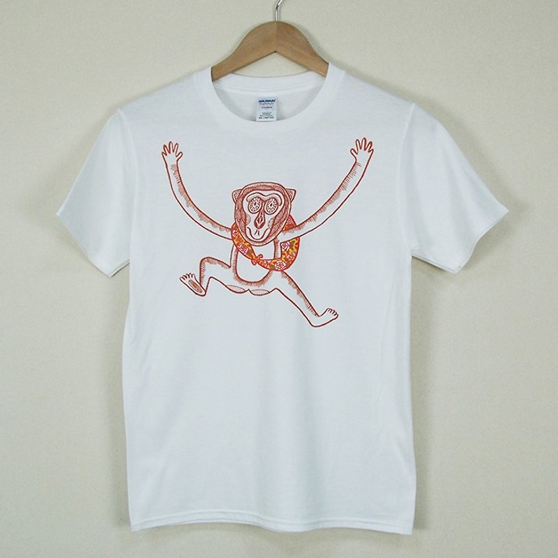 新创设计师-T恤：【猴子】短袖T-shirt《儿童》(白) -陈孟如 - 其他 - 棉．麻 橘色