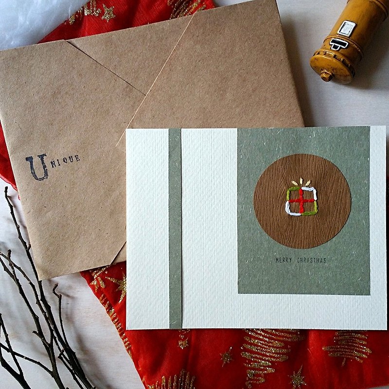 手缝图像圣诞卡(圣诞礼物)(原稿) - 卡片/明信片 - 纸 多色