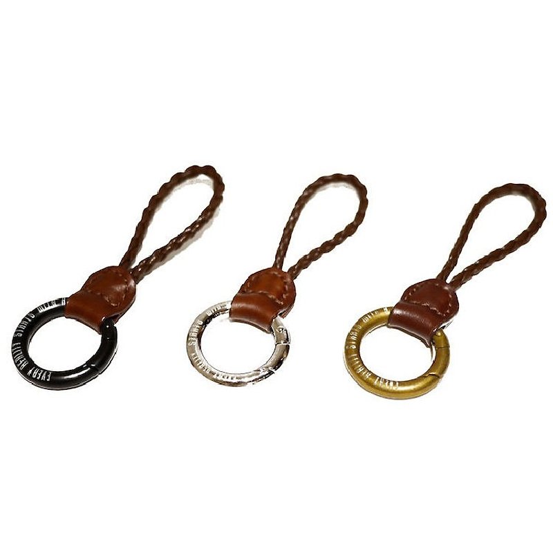 钥匙圈-咖啡色皮革编绳 - 钥匙链/钥匙包 - 真皮 咖啡色