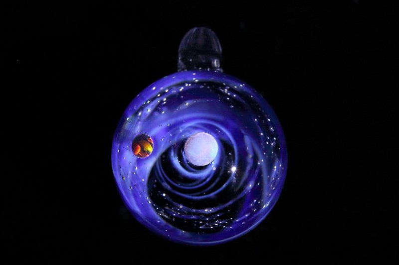 宇宙ガラス 螺旋状銀河 no.803 - 颈链 - 玻璃 蓝色