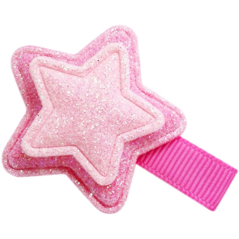 马卡龙色系大小双层星星发夹 全包布手工发饰Smitten/Peach - 发饰 - 聚酯纤维 粉红色