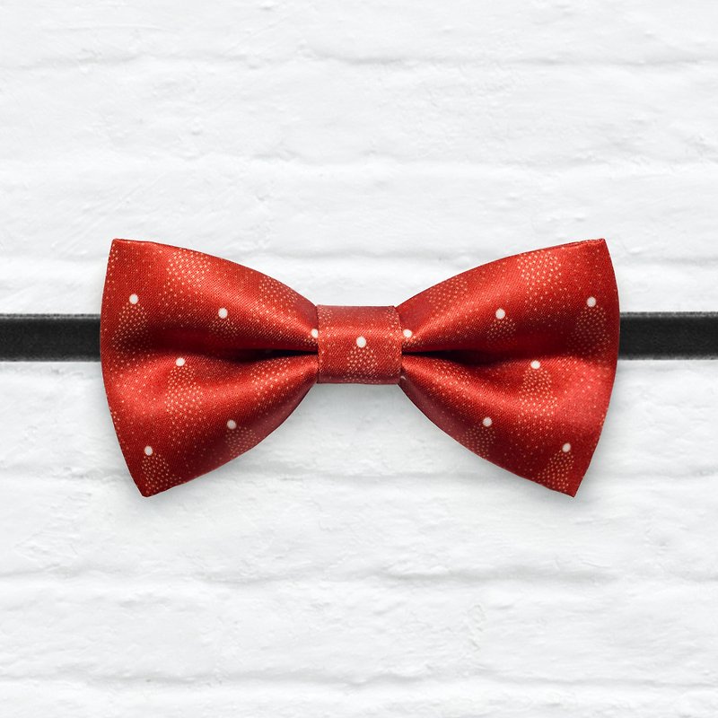Style 0099 小幻圆点-红色 印花 婚礼 宴会 兄弟领结 - 颈链 - 聚酯纤维 红色