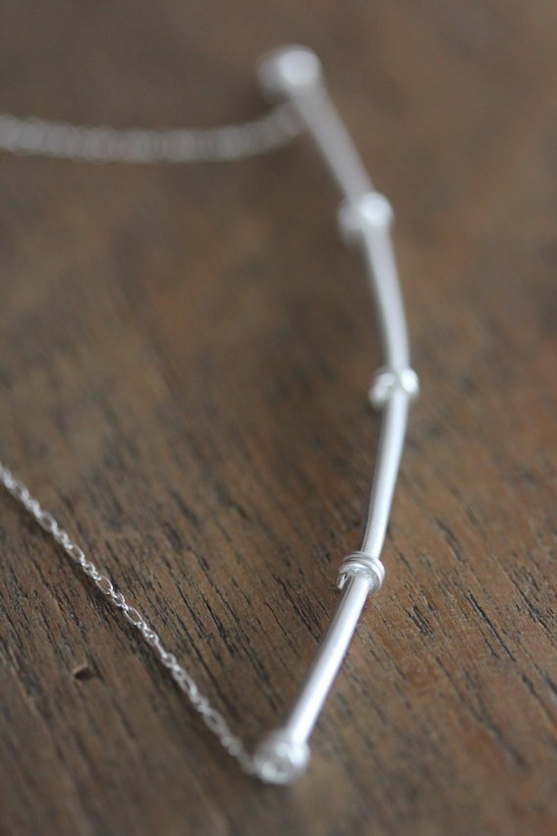 Bamboo stem handmade silver necklace (N0076) - 项链 - 银 银色