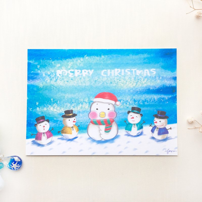 小雪人圣诞 明信片 - 卡片/明信片 - 纸 蓝色