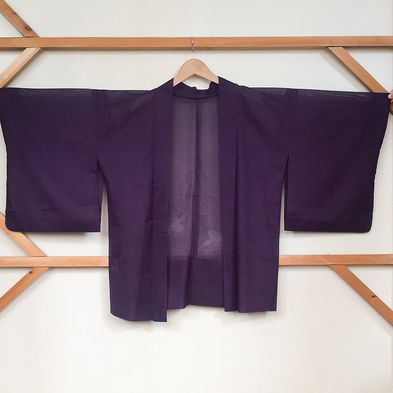 古着和服 / 夏物枫に膨紫地纱绘羽织 - 女装休闲/机能外套 - 丝．绢 紫色