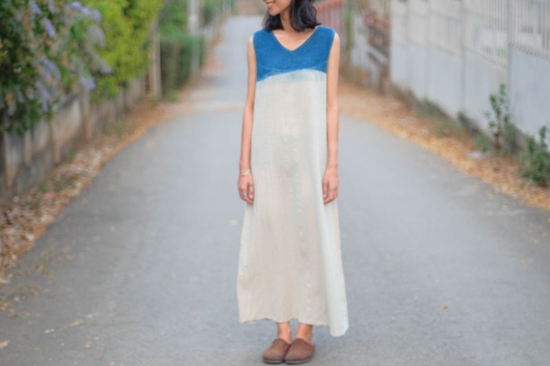 Natural Indigo Dress :: Linen :: Kram is the color of the sea :: - 洋装/连衣裙 - 其他材质 蓝色