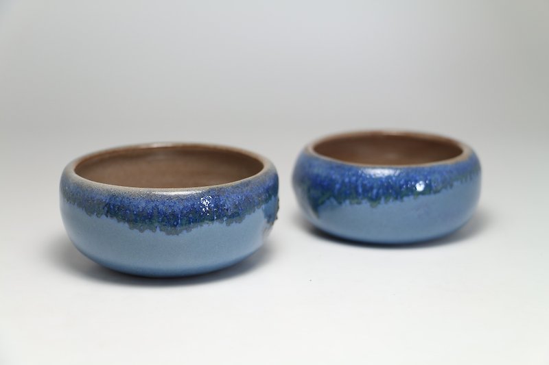 蓝色水滴陶杯--纯手工--手作--拉坯--上釉--陶土 - 茶具/茶杯 - 陶 蓝色