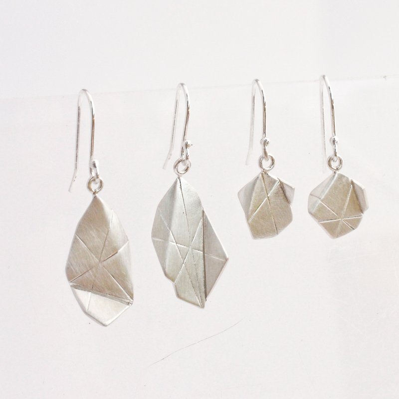 折纸宝石纯银耳环 - 耳环/耳夹 - 纯银 
