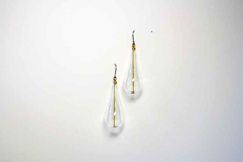 透明 balloon 灯泡几何玻璃球黄铜耳环 - 耳环/耳夹 - 其他金属 白色