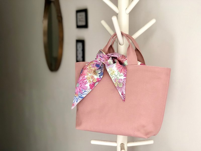 绑巾包 -  粉色 托特包  - 手提包/手提袋 - 棉．麻 粉红色