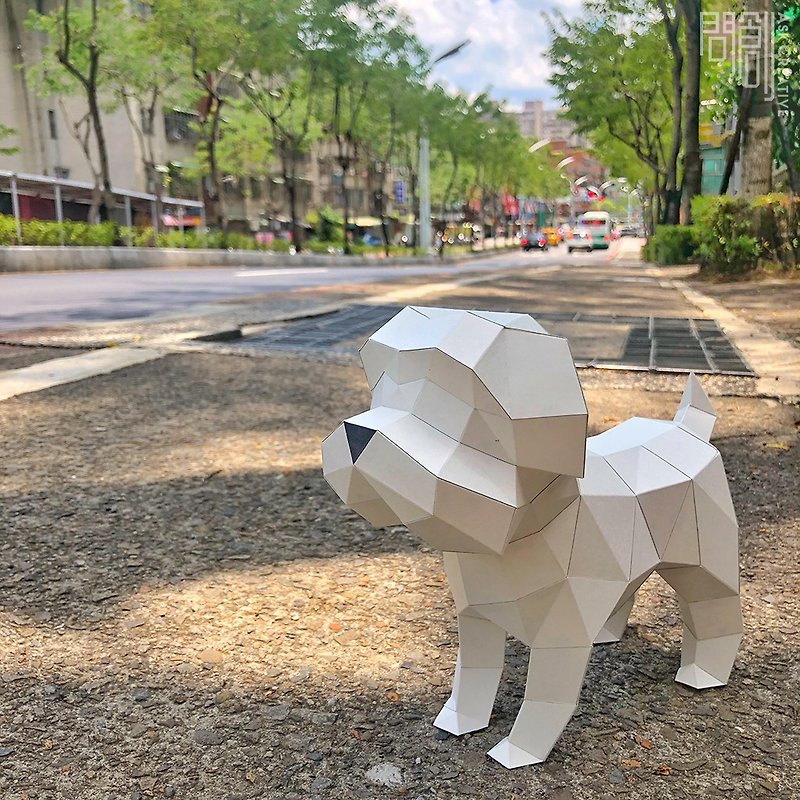 问创设计 DIY手作3D纸模型 狗狗系列 - 马尔济斯 - 玩偶/公仔 - 纸 白色
