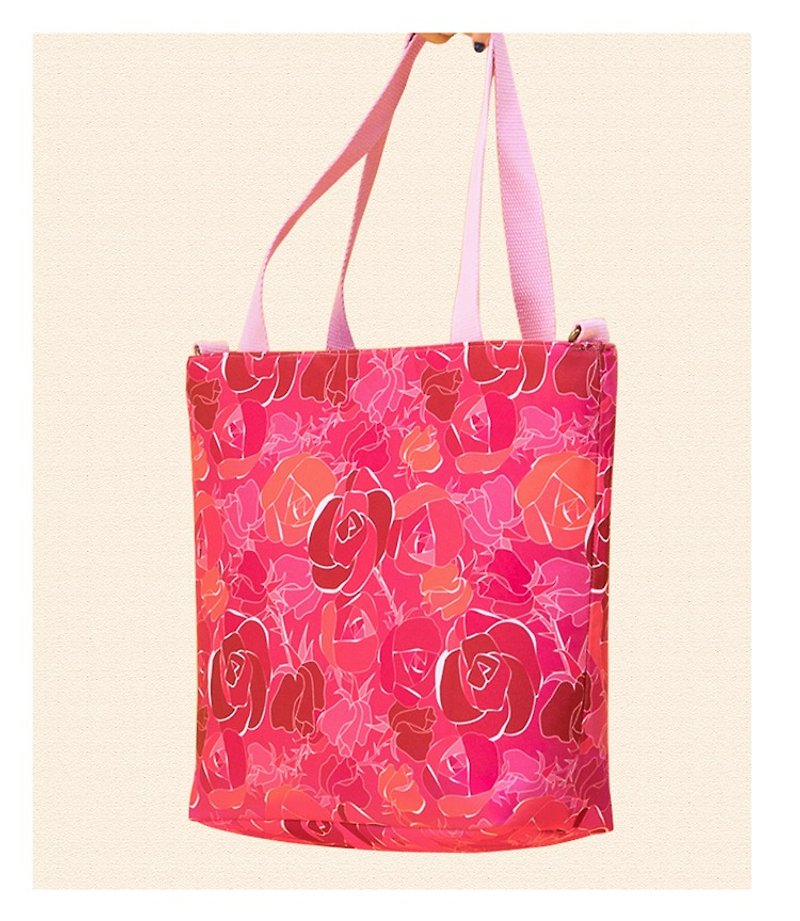 二用插画印花包 - 粉色玫瑰花 - 侧背包/斜挎包 - 聚酯纤维 红色