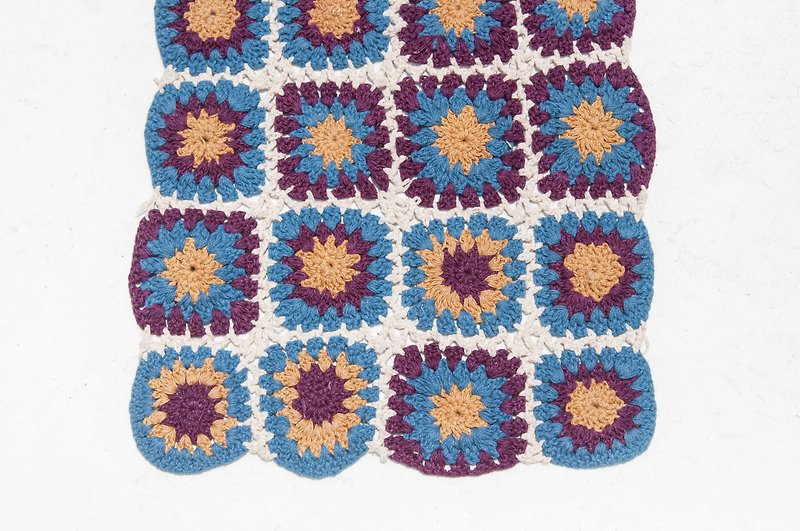 手工钩织花朵桌垫/钩织餐垫/花朵地垫/北欧风椅垫-蓝紫色花朵钩织 - 餐垫/桌巾 - 棉．麻 多色
