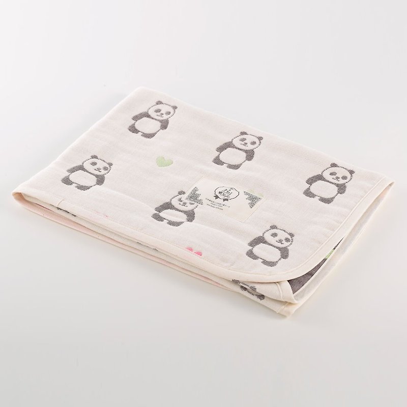 【日本制三河木绵】六重纱布被－转转头爱心熊猫XS号 - 被子/毛毯 - 棉．麻 
