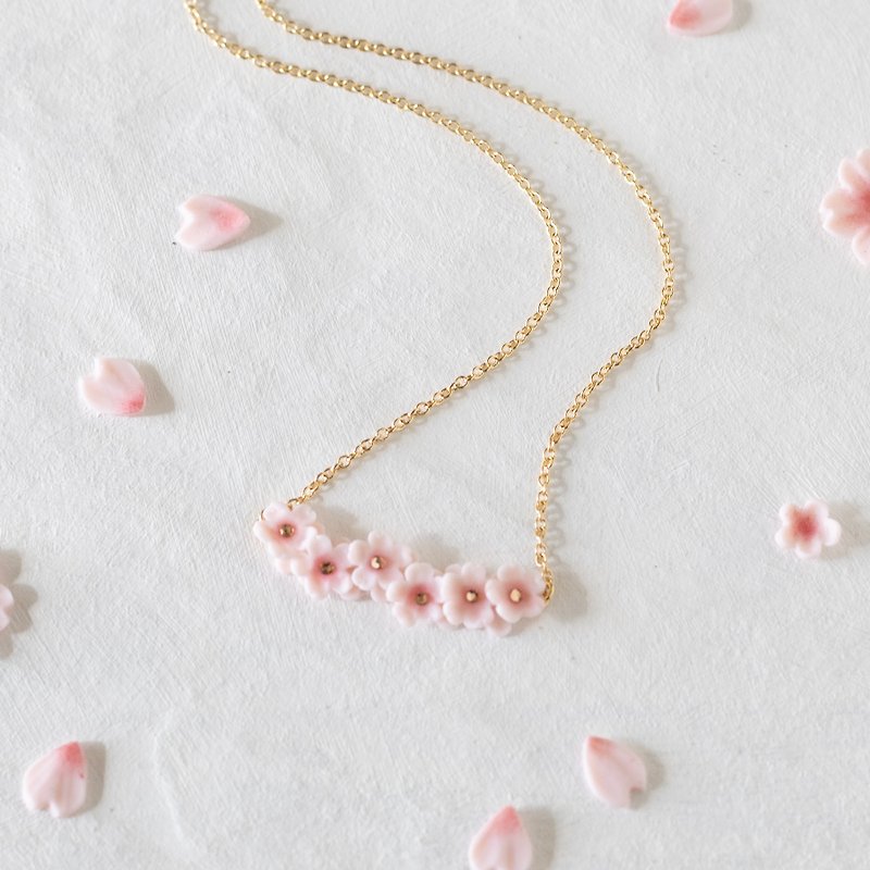 小さな桜のネックレス - 项链 - 粘土 粉红色