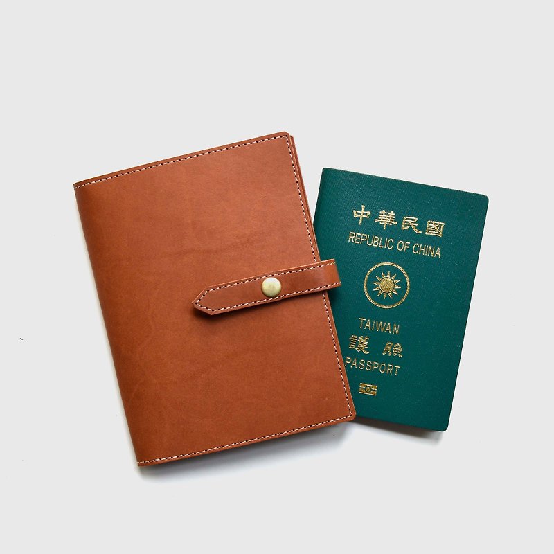 【入山证】植鞣牛皮护照套 棕色护套夹 刻字礼物 信用卡 - 护照夹/护照套 - 真皮 咖啡色
