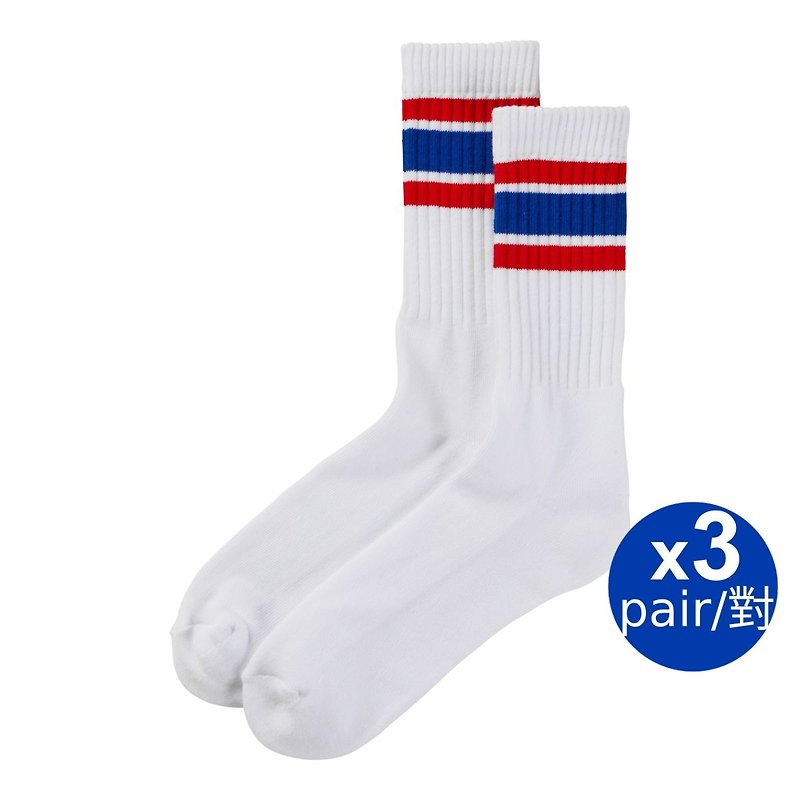 United Athle 9240-01 圆袜 (3 Paris) 白色/红色/蓝色 - 袜子 - 其他材质 
