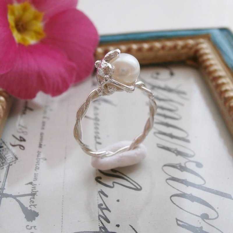 淡水パールとお花のリング - 戒指 - 宝石 