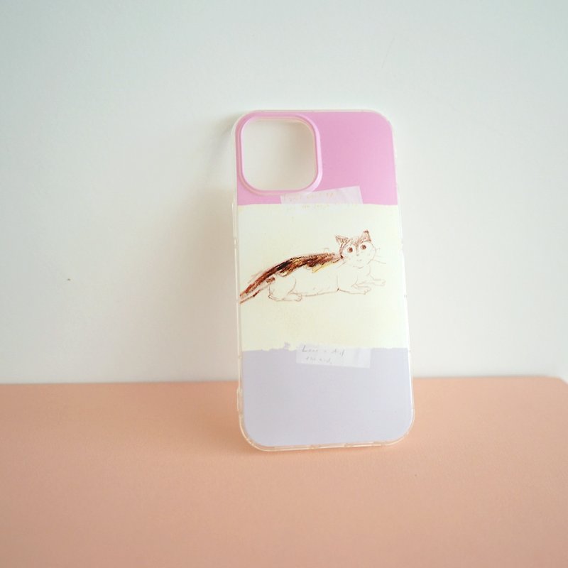 爱你我的小猫粉灰 质感印花手机软壳 iphone 13 - 手机壳/手机套 - 橡胶 粉红色