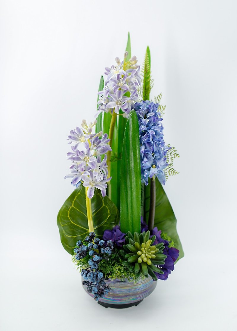 人造花饰-蓝紫风信子长兰叶花饰 - 植栽/盆栽 - 其他材质 蓝色