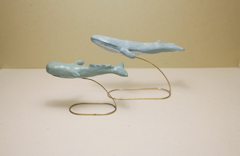 玉记鲸鱼系列 黄铜企座 (两只) - 摆饰 - 铜/黄铜 